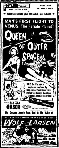 Queen of Outer Space/Wolf Larsen newspaper ad